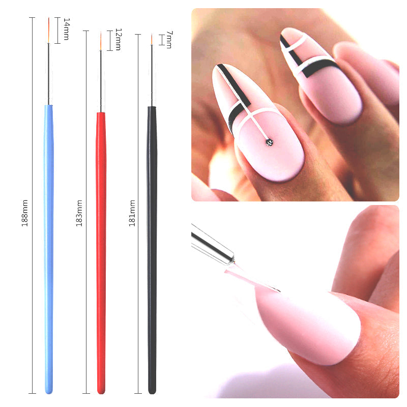 Nail Art Liner Brush Set for 3D Tips